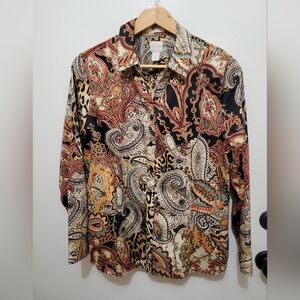Chico's Multicolor Paisley and Animal Print Shirt